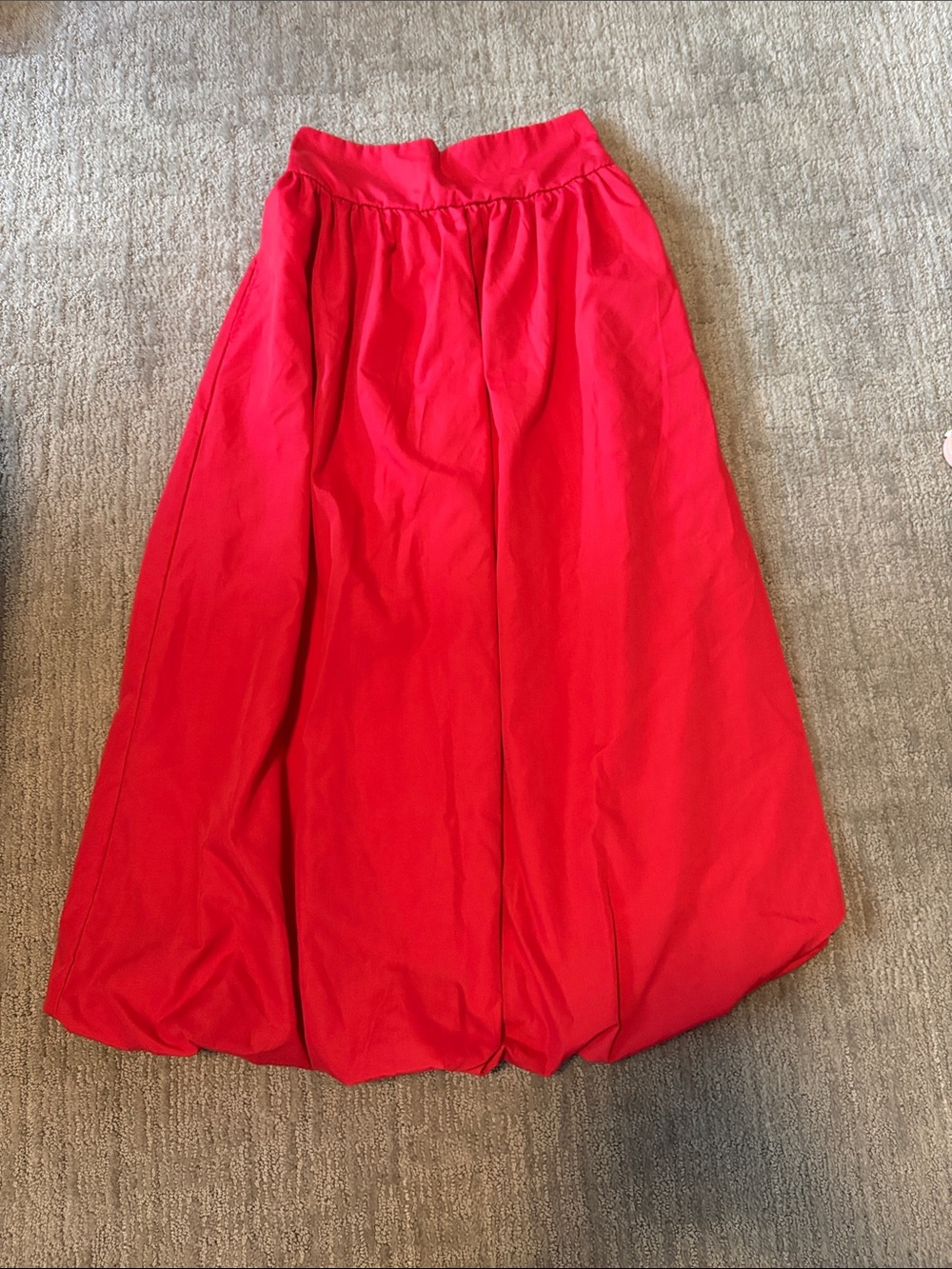 Red Full Balloon Midi Skirt - Women